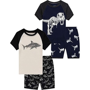 image:imageFamily Feeling Boys Summer Pajamas Sets Short 100 Cotton Pjs4piecedinosaurshark