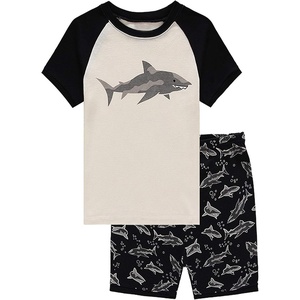 image:imageFamily Feeling Boys Summer Pajamas Sets Short 100 Cotton PjsBlackWhite