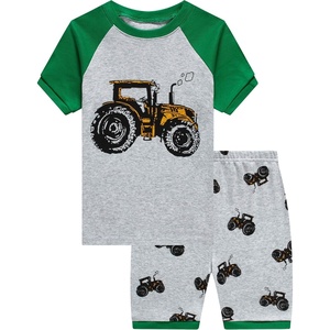 image:imageFamily Feeling Boys Summer Pajamas Sets Short SetsGreyTractor Print