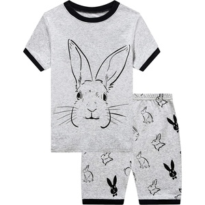 image:imageFamily Feeling Boys Summer Pajamas Sets Short SetsRabbit PrintGrey