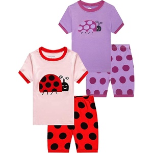image:imageFamily Feeling Giraffe Little Girls Short Pajamas 100 Cotton Clothes4 Pieceshortladybug