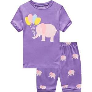 image:imageFamily Feeling Giraffe Little Girls Short Pajamas 100 Cotton ClothesElephantF1