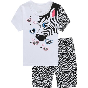 image:imageFamily Feeling Giraffe Little Girls Short Pajamas 100 Cotton ClothesWhiteBlack