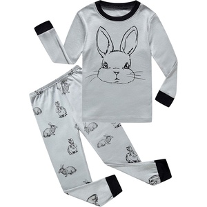 image:imageFamily Feeling Little Boys Girls Child Pajamas Sets 100 Cotton Toddler PjsRabbitGrey