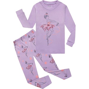 image:imageFamily Feeling Little Boys Pajamas Sets 100 Cotton Long sleeve PjsGirlsPurpleF1