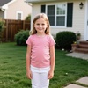 image:imageFamily Feeling Boys Short Sleeve Summer Crewneck Kids TShirts One Piece Girls TeePink
