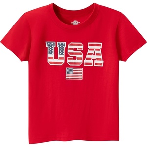 image:imageFamily Feeling Boys Short Sleeve Summer Crewneck Kids TShirts One Piece Girls TeeAmerican Flagred