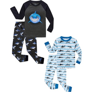image:imageFamily Feeling Striped Boys Girls 2 Piece Christmas Pajamas Set 100 Cotton Pjs4pieceshark2