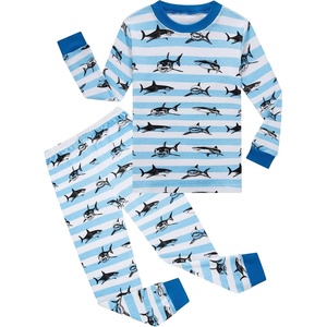 image:imageFamily Feeling Striped Boys Girls 2 Piece Christmas Pajamas Set 100 Cotton PjsSharkF6082