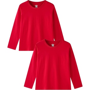 image:imageFamily Feeling Kids Long Sleeve Crewneck Tshirt Boys Plain TShirtRed