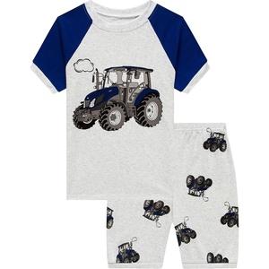 image:imageFamily Feeling Little Big Boys Summer Pajamas Sets Short 100 Cotton PjsTractorF9