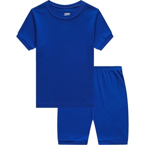 image:imageFamily Feeling Boys Girls Kids Pajamas Solid Colors 2 Piece Summer Pajama Short Sets 100 Cotton Toddler Blue Size 4T