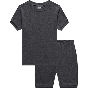 image:imageFamily Feeling Boys Girls Kids Pajamas Solid Colors 2 Piece Summer Pajama Short Sets 100 Cotton Grey Size 7