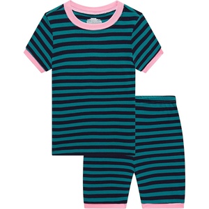 image:imageFamily Feeling Big Girls Striped Blue Pajamas Short Sleeve Summer 100 Cotton Kid Pjs 14